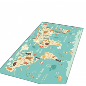 Living Room Rug Dinosaur Cartoon Animals World Map Printed Rug for Kids Teens Boy Girl