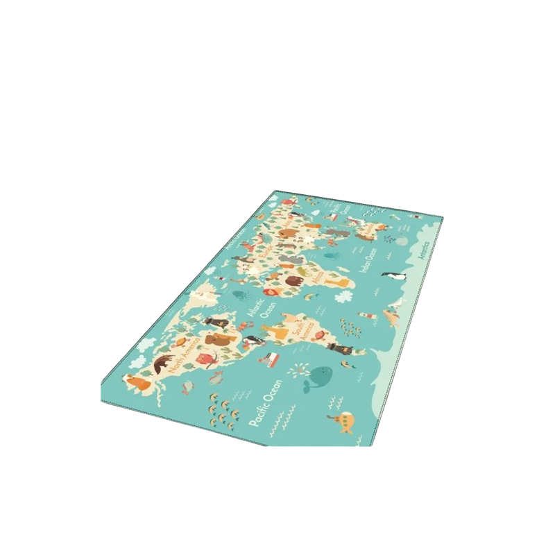 Living Room Rug Dinosaur Cartoon Animals World Map Printed Rug for Kids Teens Boy Girl