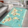 Living Room Rug Dinosaur Cartoon Animals World Map Printed Rug for Kids Teens Boy Girl