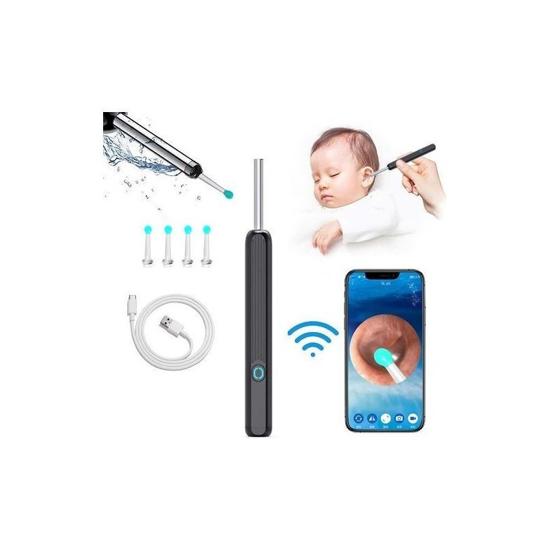 Kit de nettoyage d'oreille avec caméra intelligente,conception ergonomique