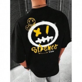 SILENCE Black T-shirt with a modern Oversize design and unique style