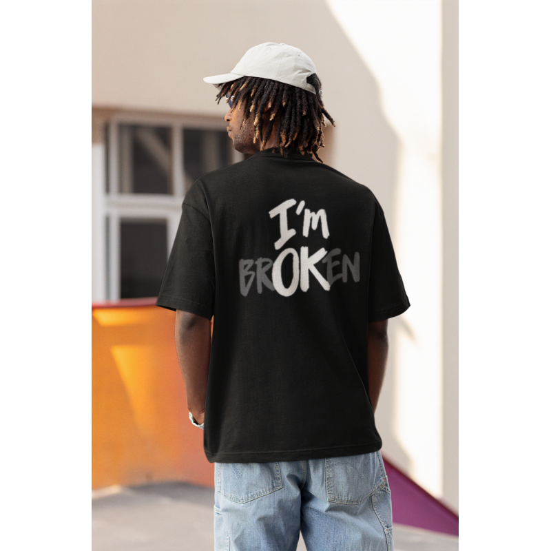 T SHIRT i am broken NOIR AVEC UN DESIGN MODERN FIT ET STYLE UNIQUE