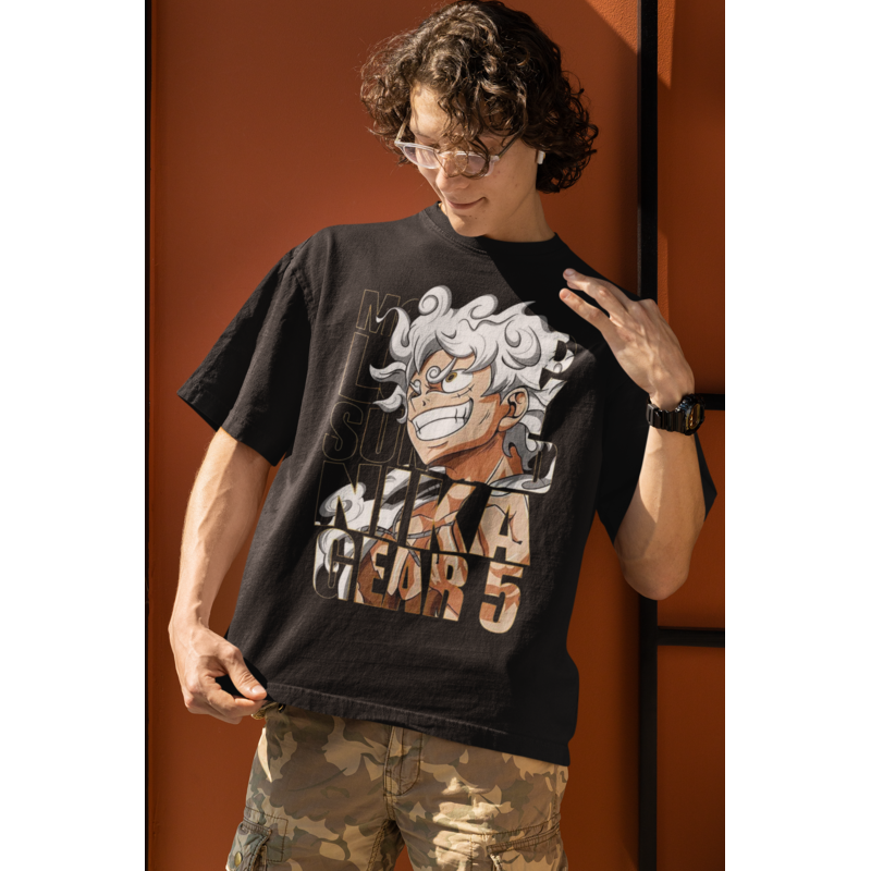 T SHIRT anime nika gear 5  NOIR AVEC UN DESIGN MODERN FIT ET STYLE UNIQUE