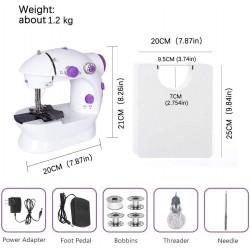 Toruiwa. Mini Machine à Coudre avec Table d'Extension pour Débutant, lectrique Portable Broder Coudre Surjeteuse, 2 Réglage de
