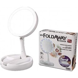 1 miroir de maquillage à LED double face pliable avec loupe et miroir de voyage portable avec lumière LED en plein jour (blanc)