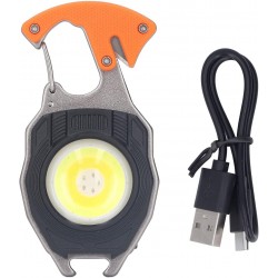 Hyuduo Porte-clés LED Lampe de Poche Multifonctionnelle Type C Mini Lampe de Travail D'urgence Lampe de Poche avec