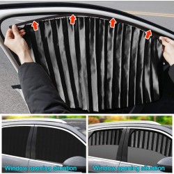 Homesprit Lot de 4 rideaux pare-soleil magnétiques coulissants pour fenêtre latérale de voiture pour protection UV, sommeil de