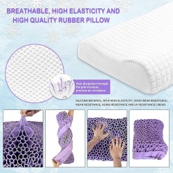 Oreiller Violet En Silicone,Cool Gel Stress Release Oreiller &Cerisier Motif De Fleur Coussin Lombaire Oreiller Confortable