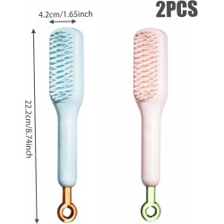 Brosse à cheveux auto-nettoyante 2pcs Brosse de cheveux facile à nettoyer, peigne à masser avec des poils rétractables.