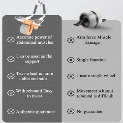 Roue de fitness avec rouleau pour abdominaux, support pour coude, roue abdominale à rebond automatique, entraînement central