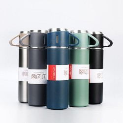 HUIOP Tasse de Voyage à café, Bouteille Isotherme 500L avec 2 Tasses supplémentaires Tasse de Voyage à café en Acier Inoxydable