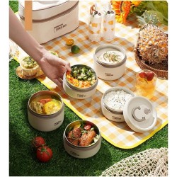 MiZuH Portable Insulated Lunch Container Set, Thermal Lunch Box Bento Box Set, Lunch Box Set with Containers Leakproof Cylinder