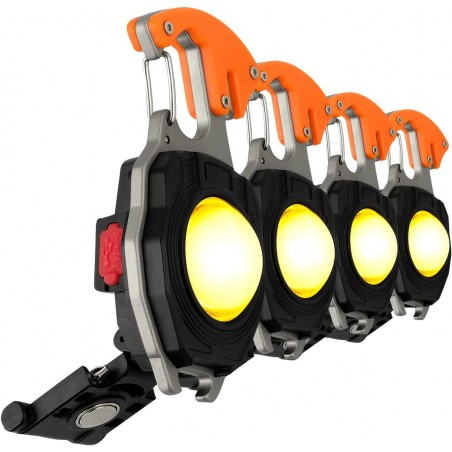 T-SUN Lot de 4 mini lampes de travail LED portables avec porte-clés 7 modes 800 lumens rechargeables avec décapsuleur, base