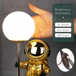 HONTIN Veilleuse astronaute pour enfants, lampe de bureau LED avec base antidérapante et prise USB, luminosité réglable à