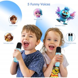 Ankuka Machine Karaoké Portable avec 2 Microphones sans Fil, Enceinte Bluetooth avec Effets Lumineux pour Enfants et Adultes,