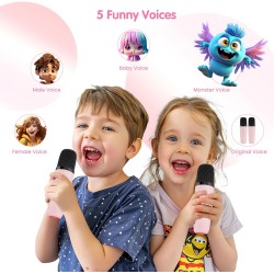 Ankuka Machine Karaoké Portable avec 2 Microphones sans Fil, Enceinte Bluetooth avec Effets Lumineux pour Enfants et Adultes,