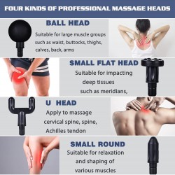 Pistolet de massage musculaire, mini masseur musculaire portable ultra silencieux avec 4 têtes de massage, 6 vitesses