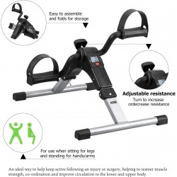 AGM Mini Vélo d'Appartement, Pédalier Pliable Pratique Léger Facile à Utiliser Ranger Pédaler Résistance Réglable écran LCD