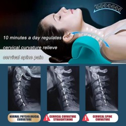 Cou et Épaule Relaxant,Portable Neck Stretcher Cervical Traction Device avec Masque Yeux, Cervical Spine Alignement Chiropractic