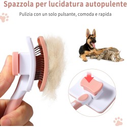 Vinabo Brosse Chat Chien,Brosse Chat Poil Long Brosse Auto-Nettoyage avec un Bouton pour Toilettage des Animaux de Compagnie,