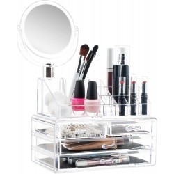 Masirs Clear Makeup Organizer - Acrylique Cosmétique Vanity Rangement Organisateurs pour Filles Dresser, Salle de bains, Bureau