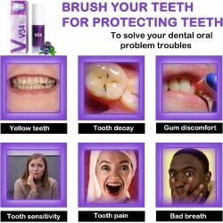 Purple Dentifrice, Dents Couleur Correcteur, Purple Teeth Blanchiment, V+34 Couleur Correcteur pour Jaune Dents Clean,Whitening