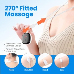 Wisfunlly Neck Massager, Portable Neck Pendant Massager, 5 Modes 15 Niveaux Intelligent Lymphatique Drainage Masseur pour Bras