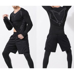 Chemise de Compression pour hommes, chemise de course à pied, T-shirt à séchage rapide, couche de Base de sport à manches