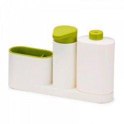 KRUSHNASHRY 3 en 1 ABS En Plastique Stand Cuisine Évier Tidy Liquide Savon Distributeur, 27 x 5,8 x 16,4 cm