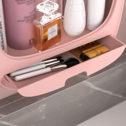 HQW Étagère cosmétique Murale, Armoire de Salle de Bain Suspendue en matériau PP pour cosmétiques et Fournitures d'hygiène,