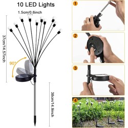 Acxilexy 2PCS Lumiere Luciole Solaire le Jardin, 20 LED Lumières Solaires Lucioles, Lampe Solaire Firefly, 2 Modes, IP65