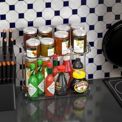 Multipurpose Spice Rack | Cuisine Comptoir Top Organisateur | 2-Tier Cuisine Rangement Organisateur Étagères | Jars et