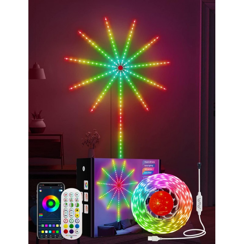 Daymeet Lumières LED de feu d'artifice intelligentes RGB Dream Color pour chambre à coucher avec contrôle à distance par