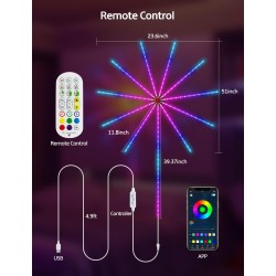 Daymeet Lumières LED de feu d'artifice intelligentes RGB Dream Color pour chambre à coucher avec contrôle à distance par