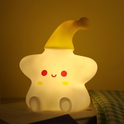 Lampe de Nuit, Veilleuse ABS à Piles pour Chambre à Coucher (Chapeau jaune)