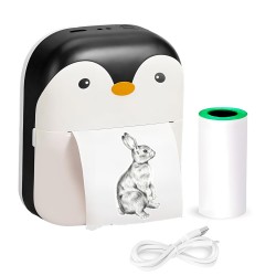 WISHKEY Penguin Design Mini Imprimante Portable, Connectivité Sans Fil Bluetooth pour Android et iOS Système, Imprimante