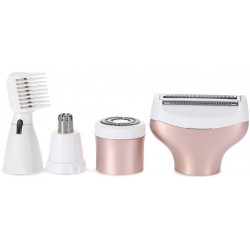 Rasoir électrique femme 4 en 1, Tondeuse Intime Femme Rechargeable Imperméable Épilateur Visage Épilation Indolore tête de