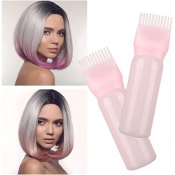 Lot de 4 flacons applicateurs en plastique avec peigne à racine pour coloration capillaire et traitement du cuir chevelu