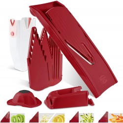 Börner Mandoline V1 ClassicLine (Starter Set) • Mandoline Réglable pour Légumes & Fruits • Avec 4 Inserts, Porte-fruits •