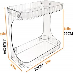 Étagère de comptoir sur pied à 2 niveaux, grands organisateurs de cosmétiques et de soins de la peau pour commode, plateau de