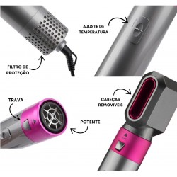 Escova Secadora de Cabelo Secador de Cabelo 5 em 1 Ar Quente Super Pontente Para Alisamento de Salão Profissional Prática