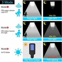 Spot solaire LED extérieur 240 LED, lampe avec détecteur de mouvement et télécommande, 3 modes réglables, IP65 étanche, parfait
