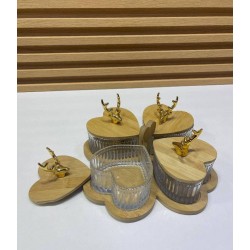 Heart-shaped wooden service...