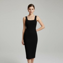 Elegant Black Midi Dress