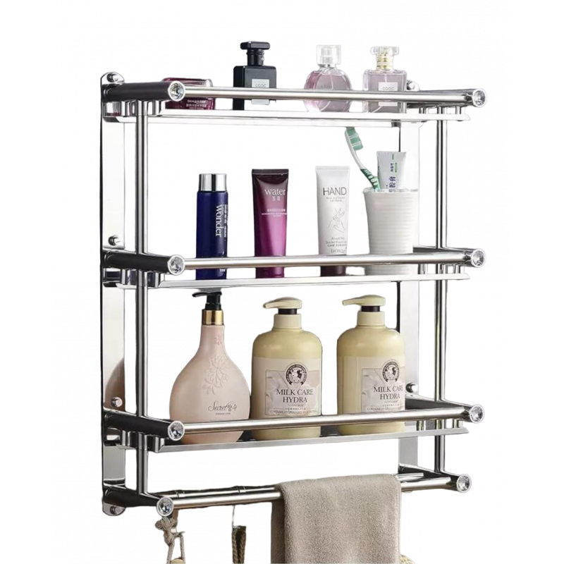 Stainless Steel Bath Towel Holder Wall Hanging Shelf