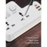 Wall-mounted power strip with 3 USB charging ports