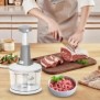 Manual kitchen chopper with dehydration basket