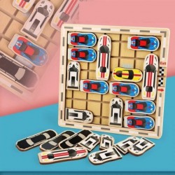 Puzzle en bois Bloc Coulissant, Klotski Bande Dessinée Voiture Puzzle, Tige Jouets Cadeau pour les Enfants Garçons