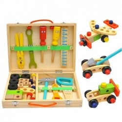 Jouets en Bois Boite a Outil Enfant DIY 3D Jeux de Construction, Caisse a Outil Enfant