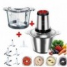 Hachoir électrique 3/2 Liter, multifonction ,2 Bols Inox et Verre,5 Lames,batteur